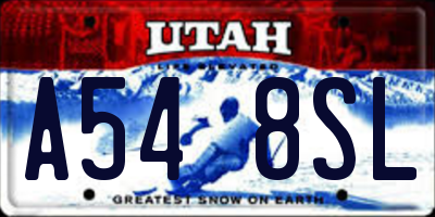 UT license plate A548SL