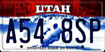 UT license plate A548SP