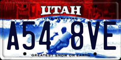 UT license plate A548VE