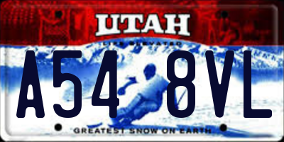 UT license plate A548VL