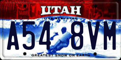 UT license plate A548VM