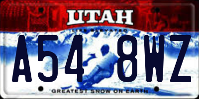 UT license plate A548WZ