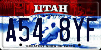 UT license plate A548YF