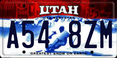 UT license plate A548ZM
