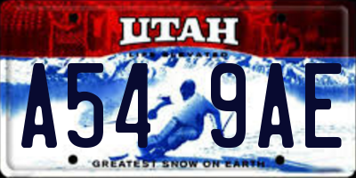UT license plate A549AE