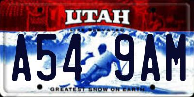 UT license plate A549AM