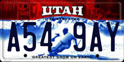 UT license plate A549AY