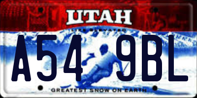 UT license plate A549BL
