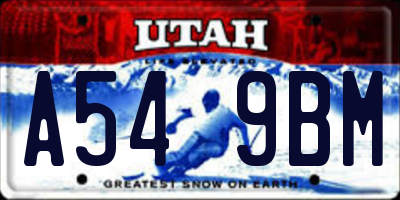 UT license plate A549BM