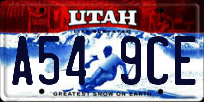 UT license plate A549CE