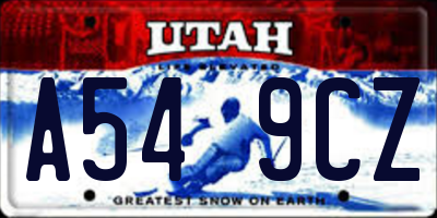 UT license plate A549CZ