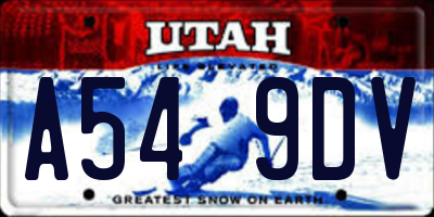 UT license plate A549DV
