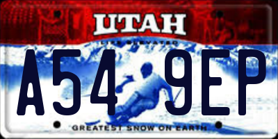 UT license plate A549EP