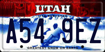 UT license plate A549EZ