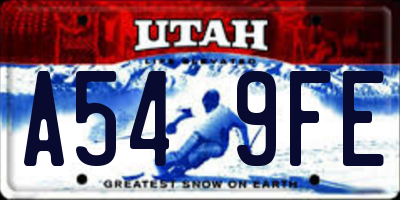 UT license plate A549FE