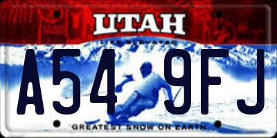 UT license plate A549FJ