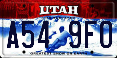 UT license plate A549FO