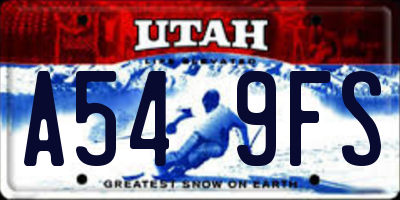UT license plate A549FS