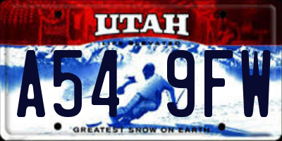UT license plate A549FW