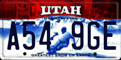 UT license plate A549GE