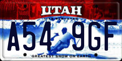 UT license plate A549GF