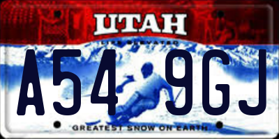 UT license plate A549GJ
