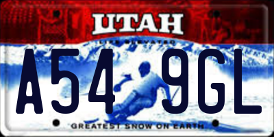 UT license plate A549GL