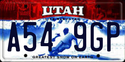 UT license plate A549GP
