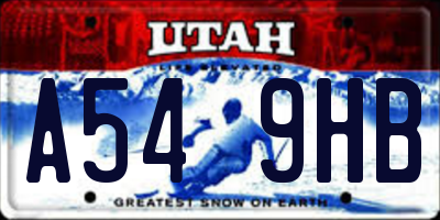 UT license plate A549HB