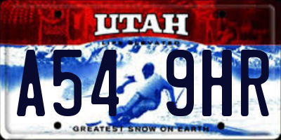 UT license plate A549HR