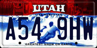 UT license plate A549HW