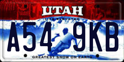 UT license plate A549KB