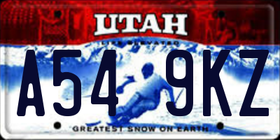 UT license plate A549KZ