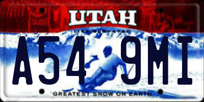 UT license plate A549MI