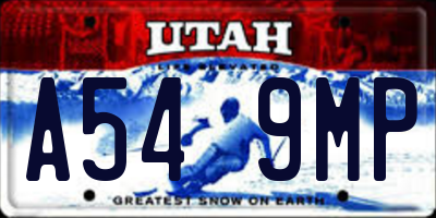 UT license plate A549MP
