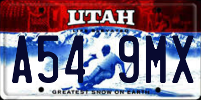 UT license plate A549MX
