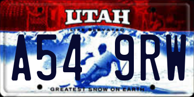 UT license plate A549RW