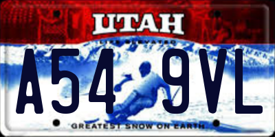 UT license plate A549VL