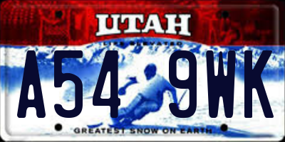 UT license plate A549WK