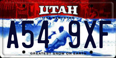 UT license plate A549XF