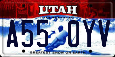 UT license plate A550YV
