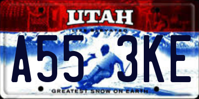 UT license plate A553KE