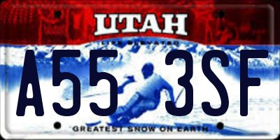 UT license plate A553SF
