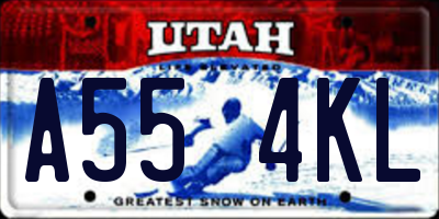 UT license plate A554KL