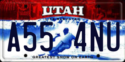 UT license plate A554NU