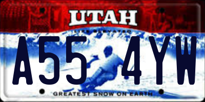 UT license plate A554YW