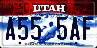 UT license plate A555AF
