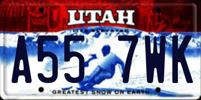 UT license plate A557WK