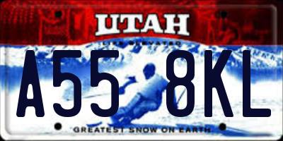 UT license plate A558KL
