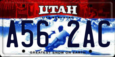 UT license plate A562AC